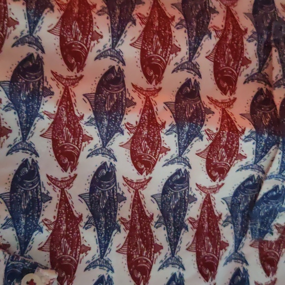 Men's Button Up Shirt Fish Print X-Large. - Picture 4 of 5